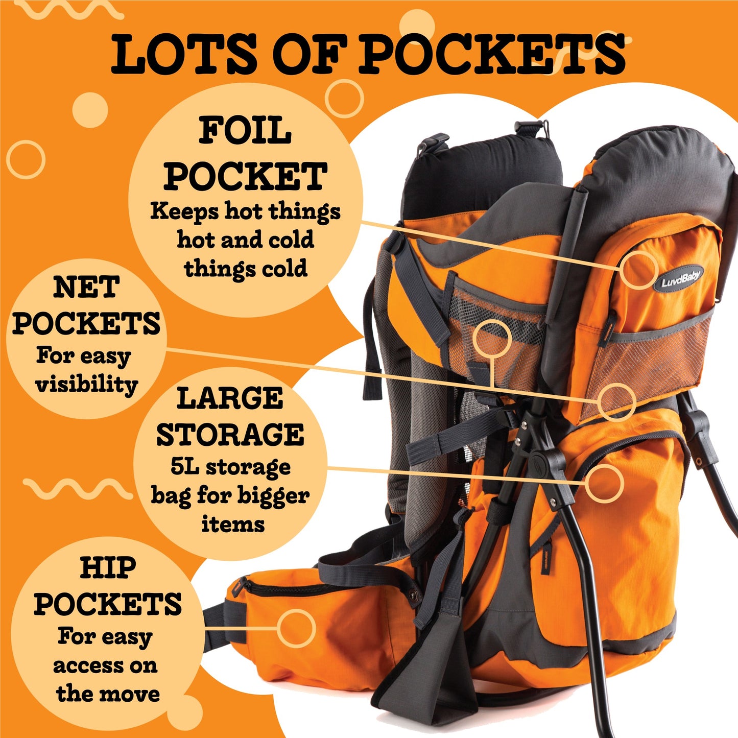 Luvdbaby Toddler Carrier Backpack - Comfortable Baby Carrier Backpack - Toddler Hiking Backpack Carrier Orange